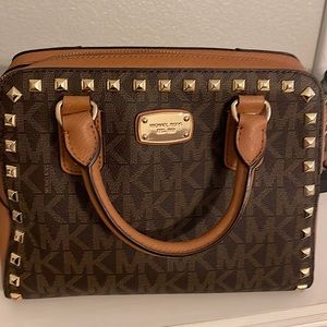 Michael Kors leather Kellen studded satchel & matching wallet. Excellent con.